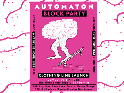 Automaton Block Party Poster brain gig poster graphic design illustration poster screen print
