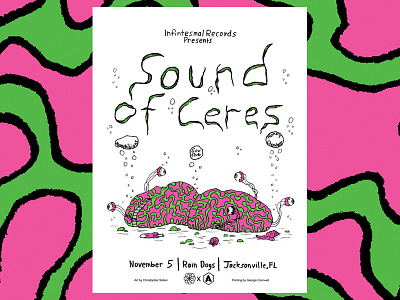 Sound OF Ceres design gig poster hand drawn illustration poster type