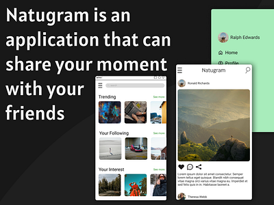 Natugram - share your moment app design graphic design mobile mobile design nature ui ux web