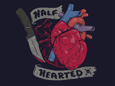 Halfhearted heart illustration ipad pro knife procreate