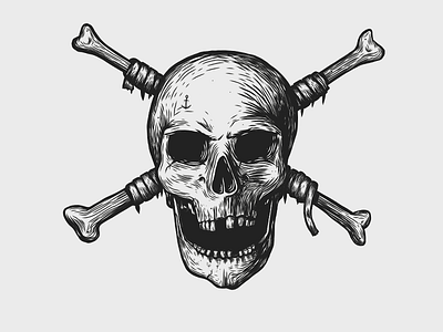 Skull & Bones : Update adobe draw anchorblack blackwork bones doodle illustration skull
