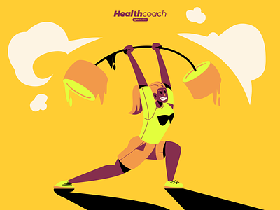 Challenge Yourself with Healthcoach by gitsdesign branding design figma flat gits gitsdesign graphic design gym illustration vector weightlifting women