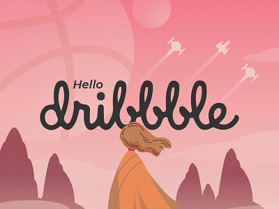 Hello Dribble! first shot girl graphic design illustration sci fi silhouette space