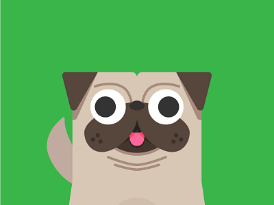 Pug! childish cute dog flat flat design graphic design green screen illustration kid minimalist pug pupper