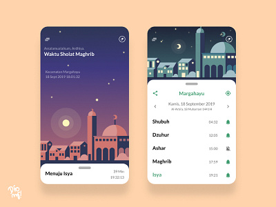 Pocket Shalat - A Pray Reminder flat design graphic design illustration product design ui ux ui design ux design