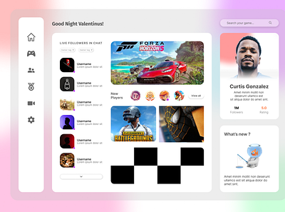 Live Streaming Platform for Gaming design desktop gaming live streaming ui ux