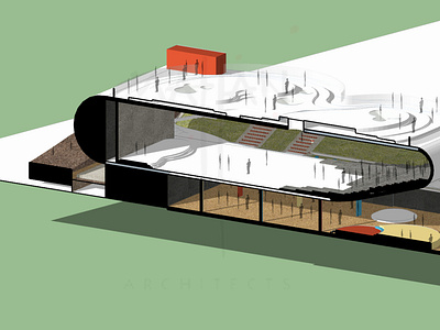 Sectional view of an architectural project I designed. 3d modelling architecture branding design googlesketchup illustration interior logo photoshop
