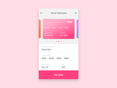 Daily UI: #002 — Credit Card 2d credit card daily daily ui design flat gradient minimal mobile ui ui