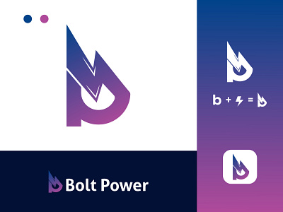 Bolt Power logo. bolt brand identity branding creative logo energy gradient letter logo lighting logo logo design logos mark minimalist mode modern logo power powerful thunder volt voltage