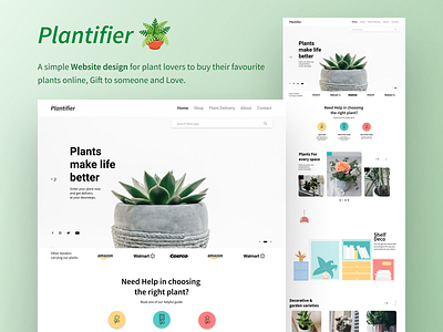 Website Design : Plantifier 🪴 design inspiration designlove e commerce figma plant website practice ui