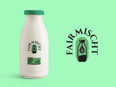 Plant Based Milk Logo adobe beverage bottle design drink milk plant vegan