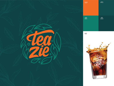 TEA ZIE beverage cup green ice tea leaf logo logo design orange product tea