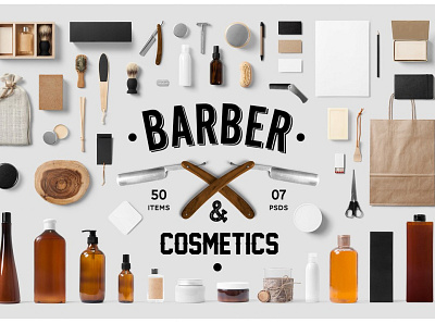 Barber & Cosmetics Branding Mock-Up#01 app branding design graphic design illustration logo typography ui ux vector