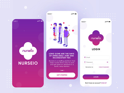 Nurseio app screen design