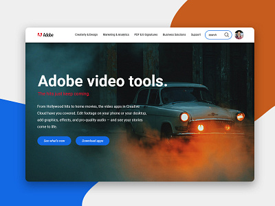Adobe Home Page adobe creative adobe home page psd adobe video tool designer99studio ui psd ux video psd