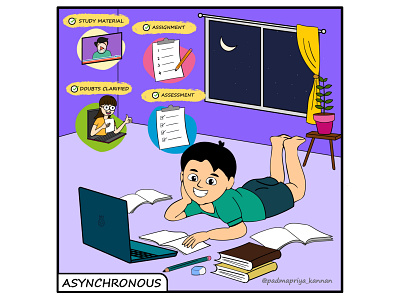 Asynchronous Learning adobe illustrator ai asynchonous learning covid design e learning graphic design illustration online classes vector