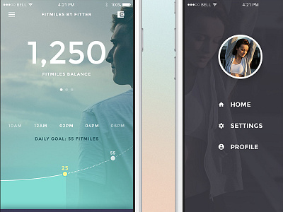 Fitmiles - Home Screens app fitness iphone rewards sports ui user experience user interface ux