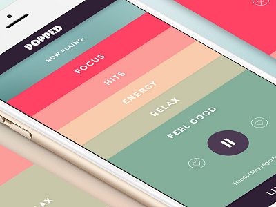 Popped - Music served simple app controls iphone music music player player spotify ui user experience user interface ux