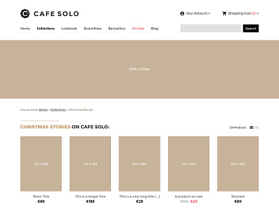 Work in Progress: Cafe Solo - Fashion Shop e commerce ecommerce high fidelity mockup prototype shop template