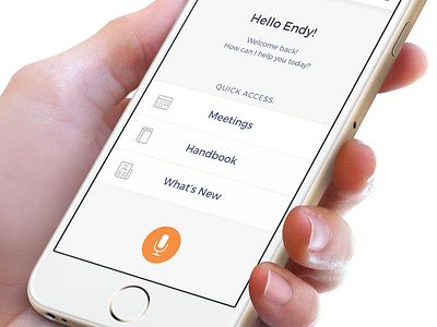 Endy iOS App - Welcome screen app booking chat handbook ios orange ui ux welcome screen white