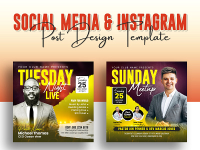 Tuesday Night Live & Sunday Meetup Social Media Post Design
