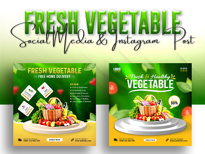 Fresh vegetable social media & Instagram post banner design