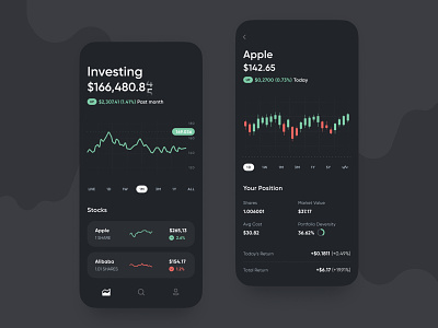 Investment management app 💵 | Concept app design mobile typography ui ux