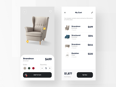 Furniture Mobile App Interface app brand design icon minimal type typography ui ux web