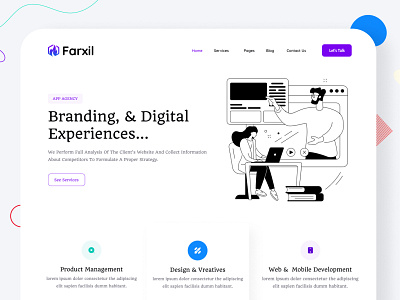 Farxil Creative home Ui Design agency animation branding business clean clean design creative design illustration landing page design marketing website minimal mobile responsive screen illustrations typography ui ux website website concept