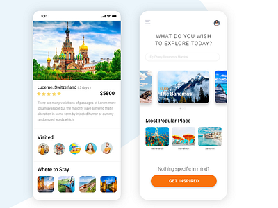 Travel Apps Explore! app clean design holiday tour travel travel agency travel apps ui