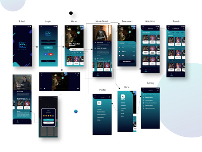 Movie Streaming App + Logo Design app design logo mobile modern movie netflix streaming ui ux