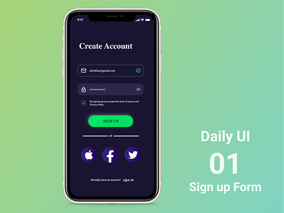Daily UI #001 Sign up Form 001 dailyui