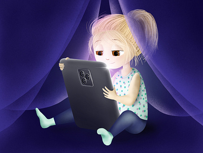Girl and tablet girl illustration tablet