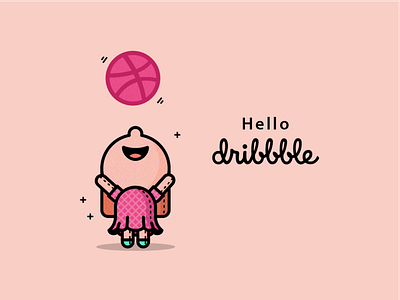 Hello Dribbble! dribbble flat flat design girl illustration vector