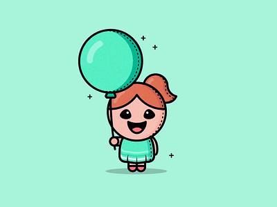 Girl with balloon balloon design flat flat design girl illustration vector