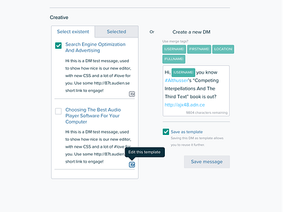 Message Picker component ui