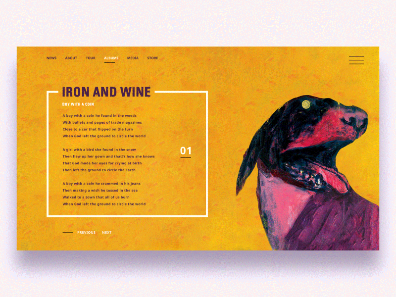 Iron and Wine UI iron and wine landing layout music study transition ui ux web website