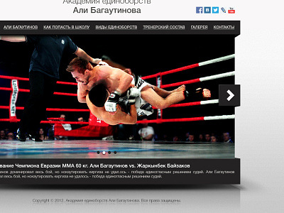 Ali home page box fight home page martial art mma shadow slider web