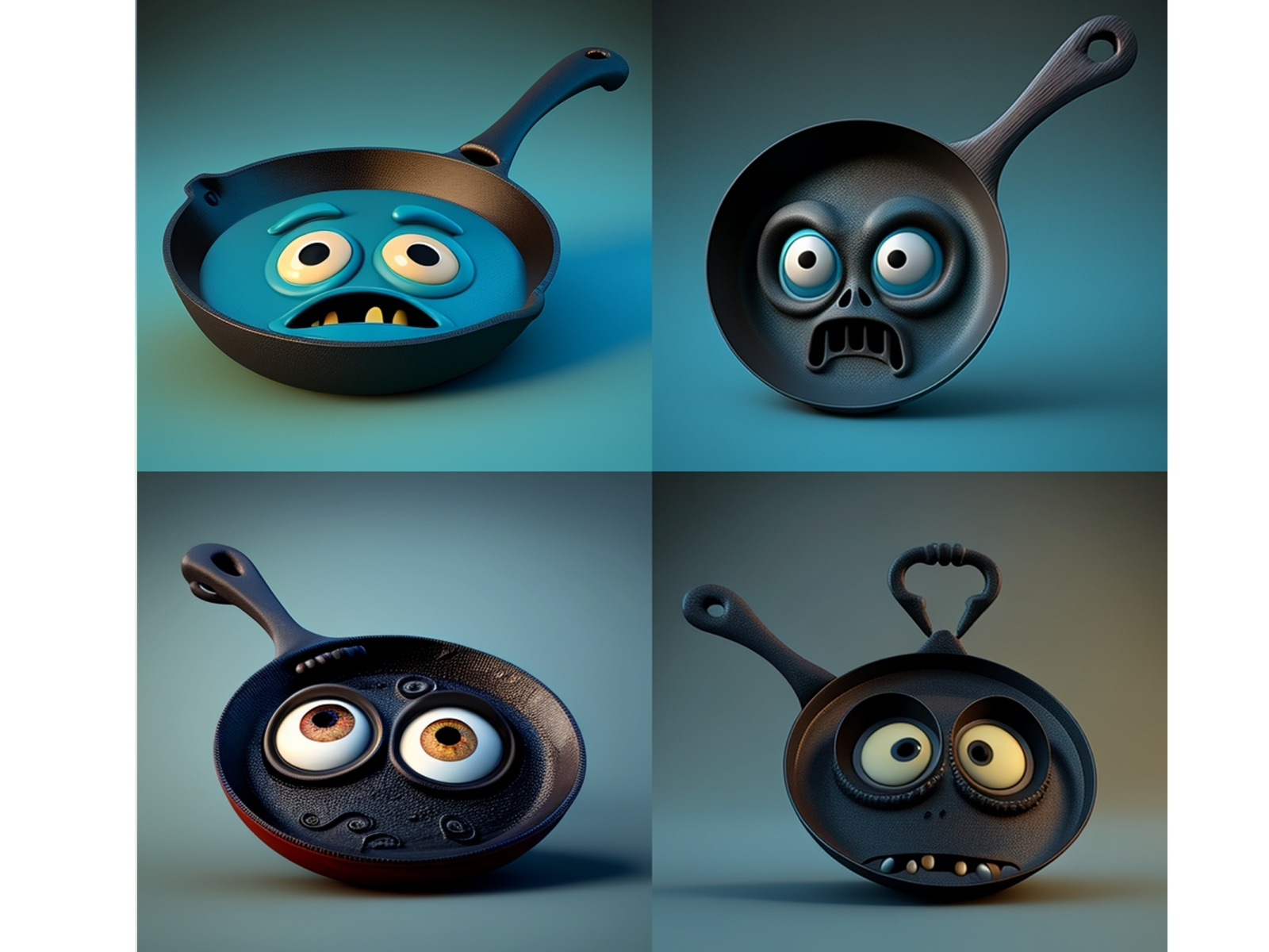 Cast iron frying pan with face by Haitam Aberdaa on Dribbble