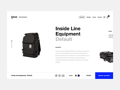 Keus - Product page backpack ecommerce eshop grid layout minimalist product page