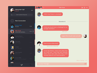 UI Challenge 6 - Chat chat clean colors dashboard elements messenger typography ui ux