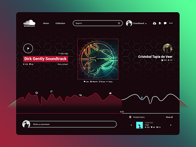 Soundcloud Song Layout / UI Challenge — Week 07 app audio dark graph player song soundcloud ui ux wave web