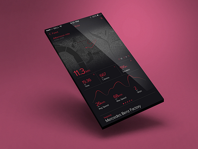 Activity Tracking App / UI Challenge — Week 09 activity app application calories clean dark map mobile navigation red tracking ui