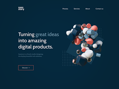 Saastory landing (rejected first version) c4d landing landing page mograph webdesign