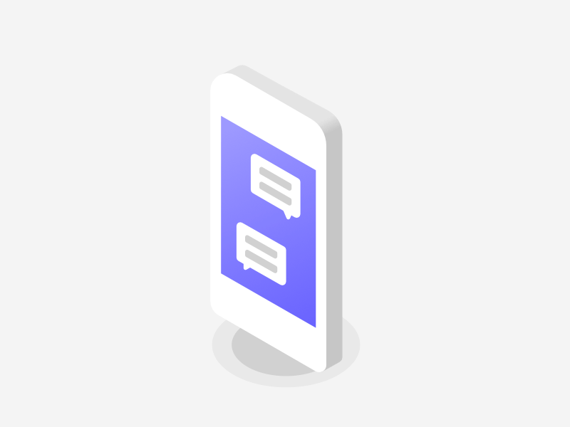 Chat phone animation animation chat chatbot iphone isometric loop purple