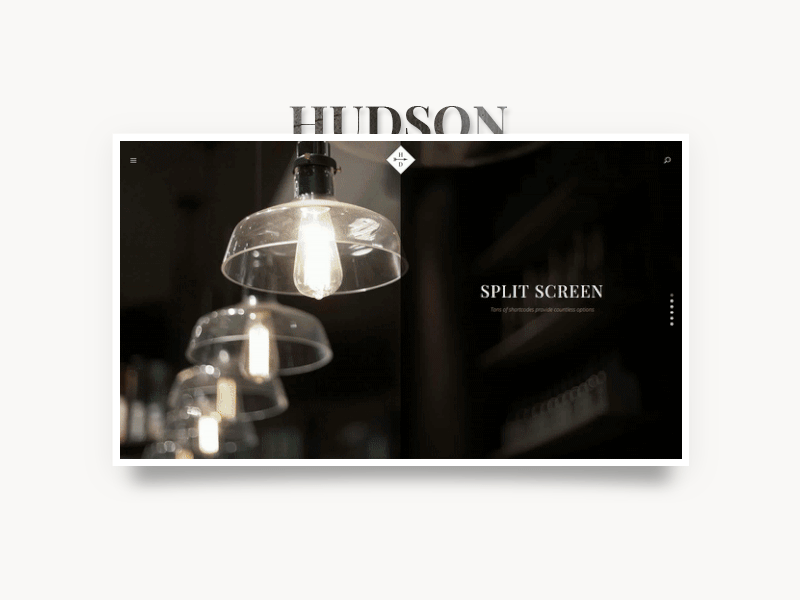 Hudson demo split screen theme wordpress