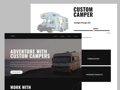 Camper Van adventure black car design landing page nestwasp ui ux van website