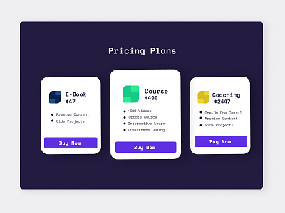 Pricing Plan coding course ebook tech ui