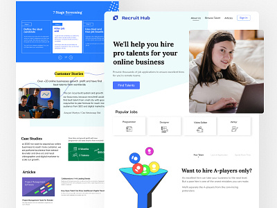 Recruit Hub Talent agency landing page nestwasp recruit talent ui ux website