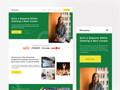 Akranamey - Sales Training Scholarschip academy education green landing page nestwasp sales scholarschip training ui website